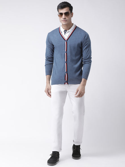 Blue Solid Sweater