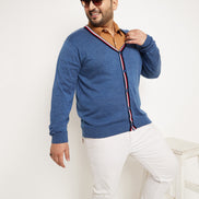 Blue Red Solid Cardigan
