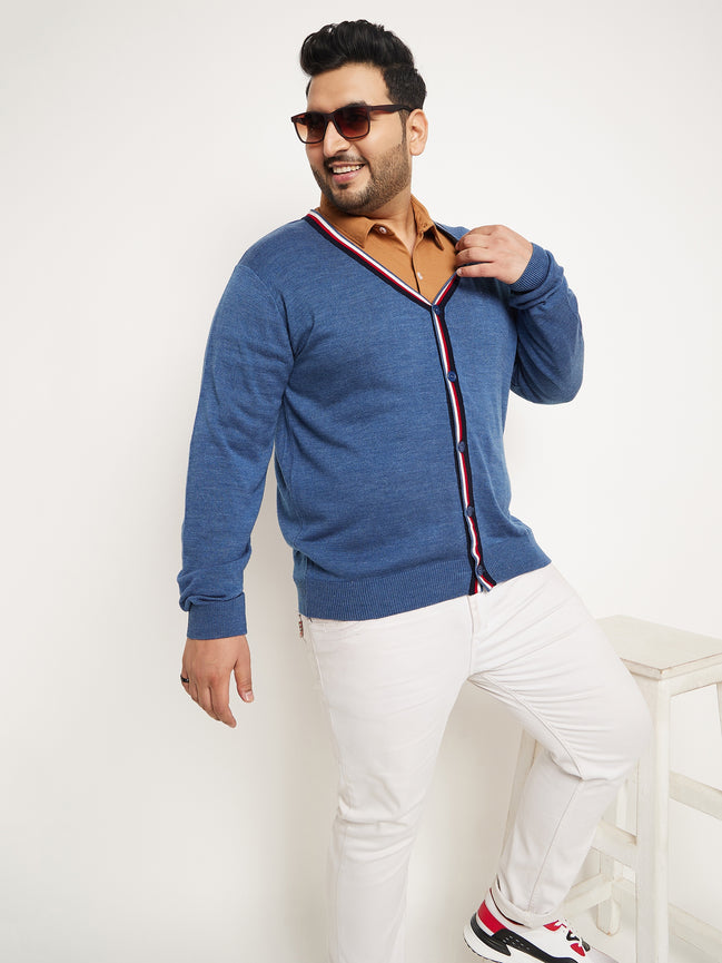 Blue Red Solid Cardigan