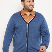 Blue Red Solid Cardigan