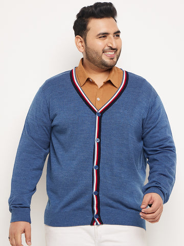 Blue Red Solid Cardigan