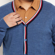 Blue Red Solid Cardigan