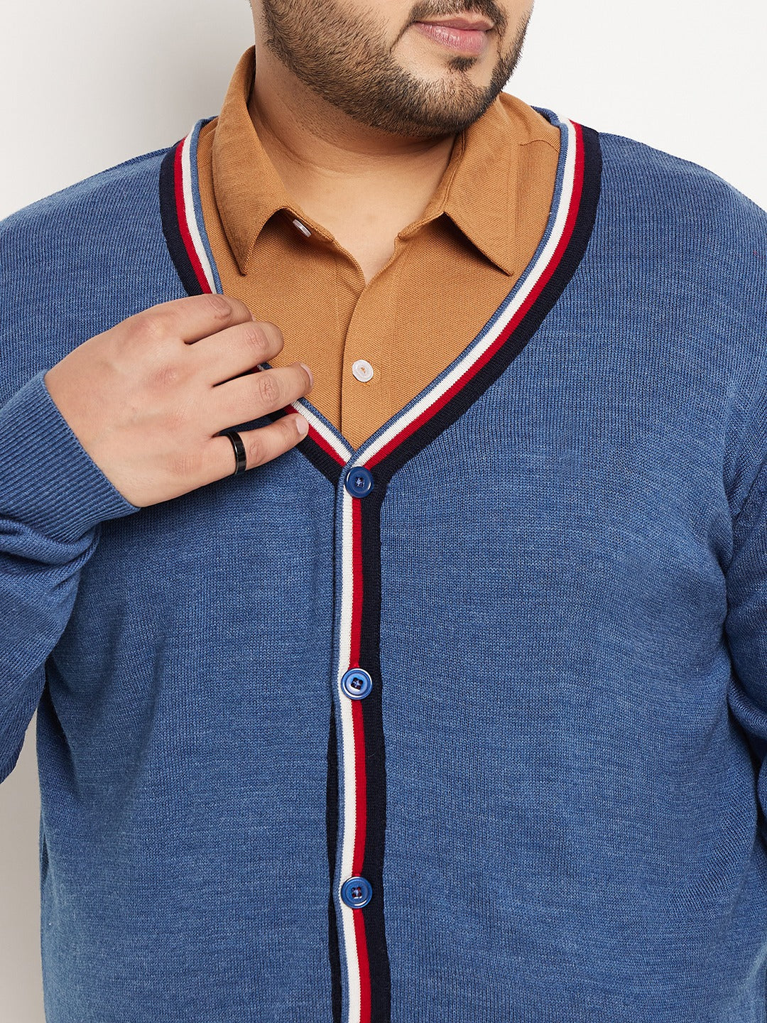 Blue Red Solid Cardigan
