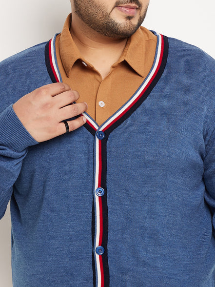 Blue Red Solid Cardigan