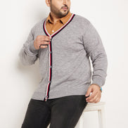 Grey Maroon Cardigan