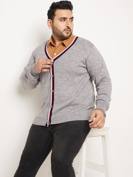Grey Maroon Cardigan