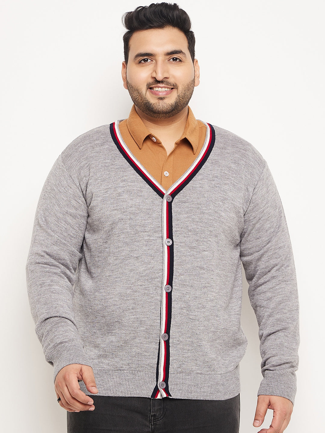 Grey Maroon Cardigan