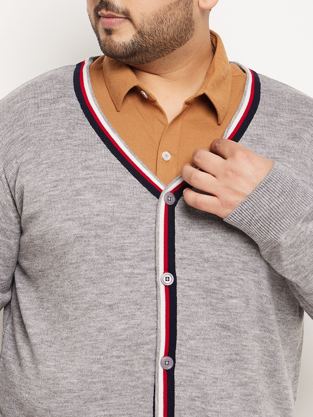 Grey Maroon Cardigan