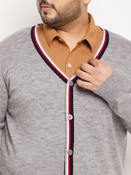 Grey Maroon Cardigan