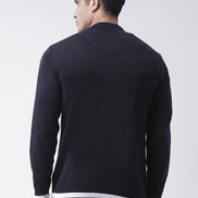 Navy Blue Solid Front Zipper
