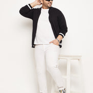 Navy Blue White Cardigan