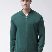 Green Solid Front Zipper