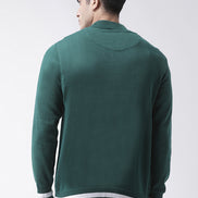 Green Solid Front Zipper