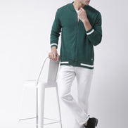 Green Solid Front Zipper