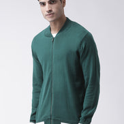 Green Solid Front Zipper