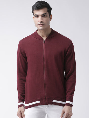 Maroon Solid Front Zipper