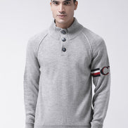 Grey Front Button Sweater