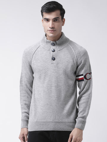 Grey Front Button Sweater