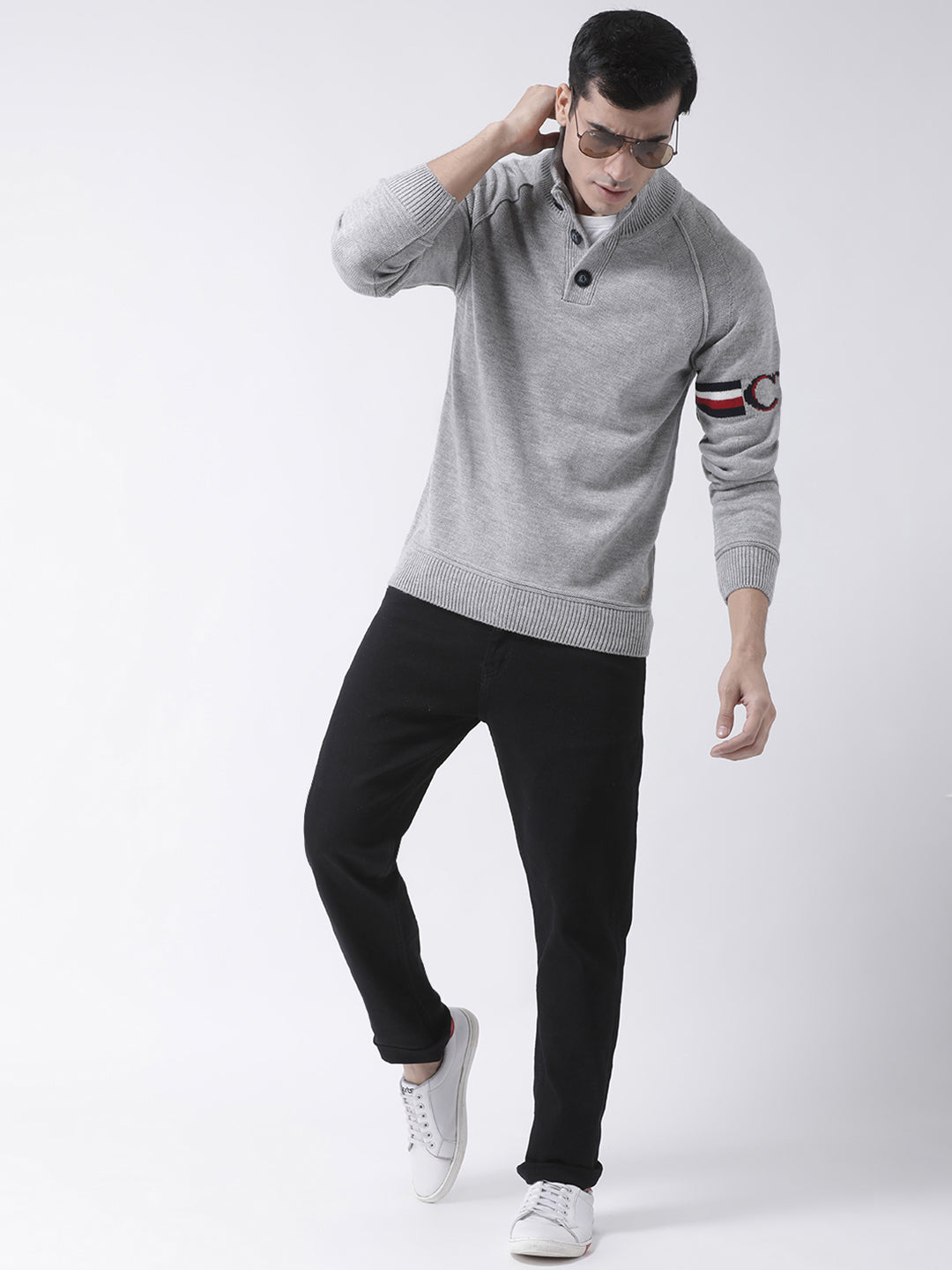 Grey Front Button Sweater