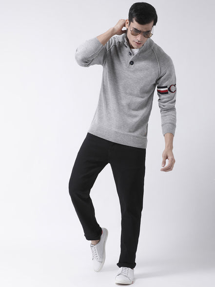 Grey Front Button Sweater