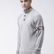 Grey Front Button Sweater
