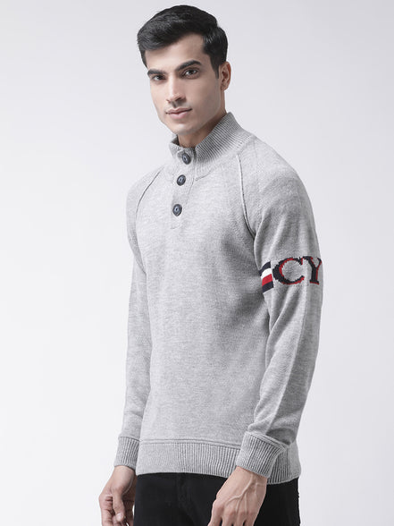 Grey Front Button Sweater