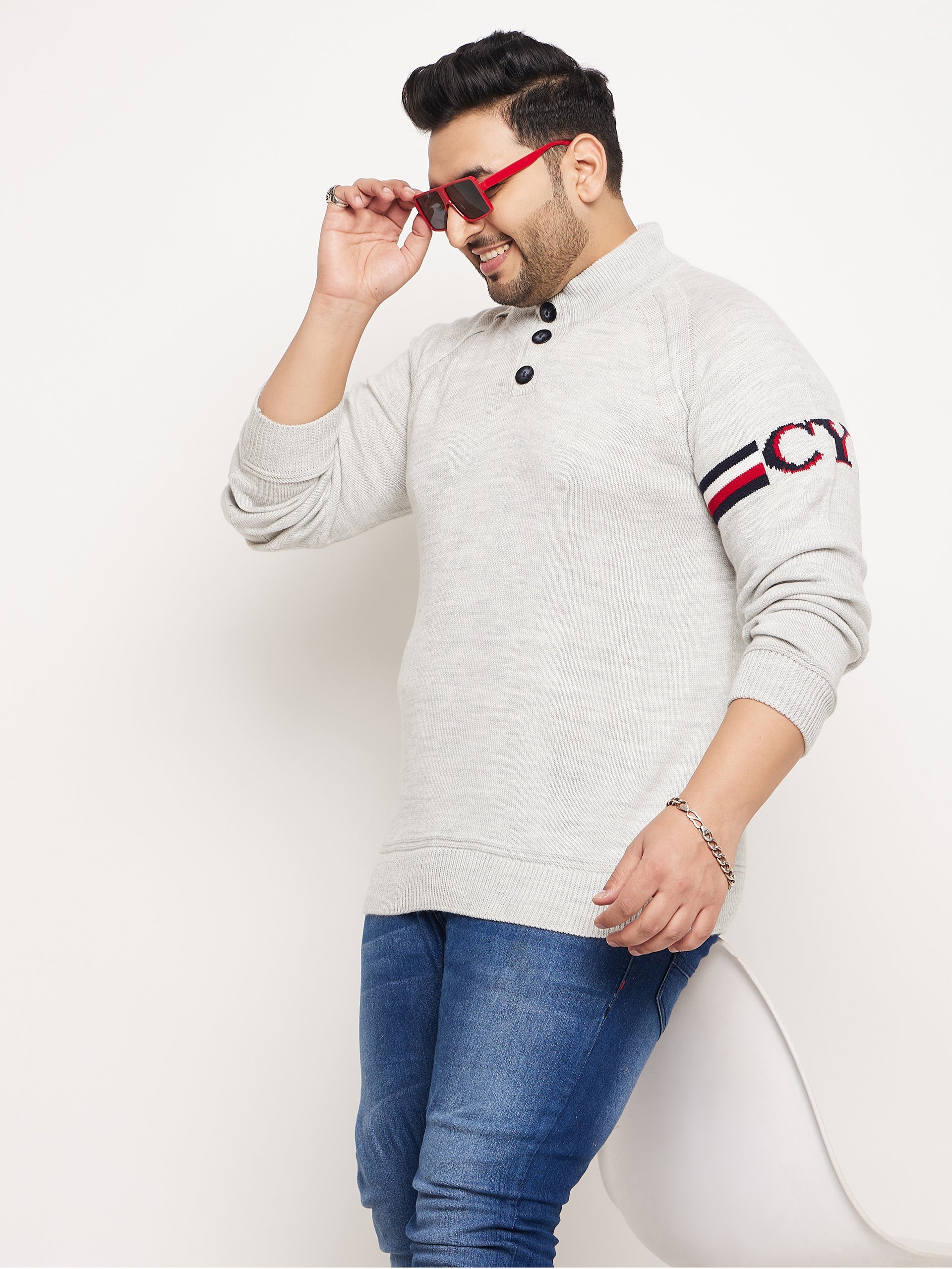 Grey White  Pullover