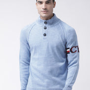 Blue Front Button Sweater