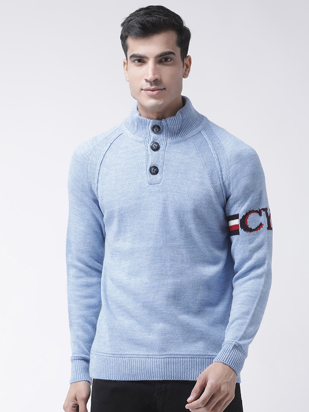 Blue Front Button Sweater