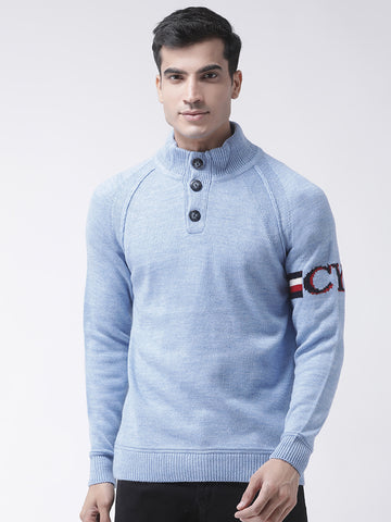 Blue Front Button Sweater