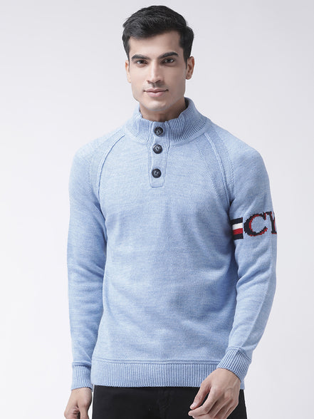 Blue Front Button Sweater