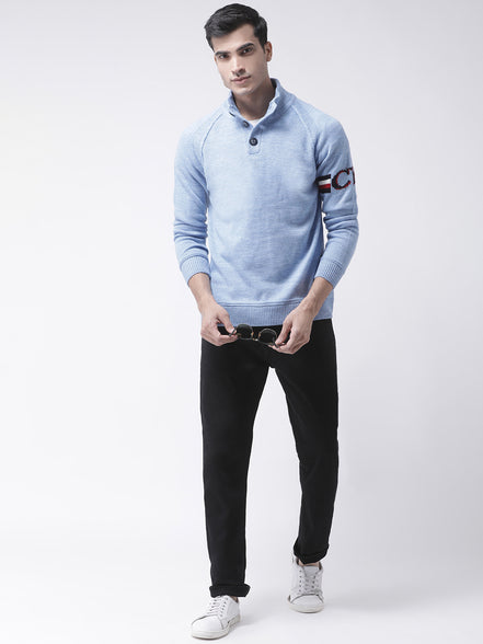 Blue Front Button Sweater