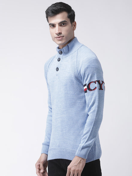Blue Front Button Sweater