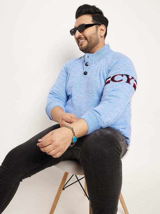 Blue Solid Pullover
