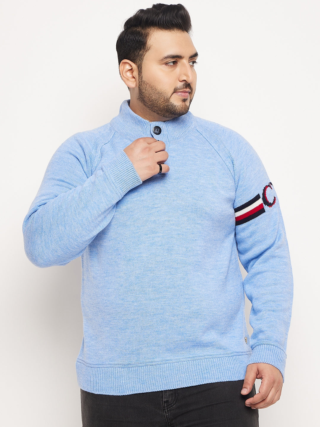 Blue Solid Pullover