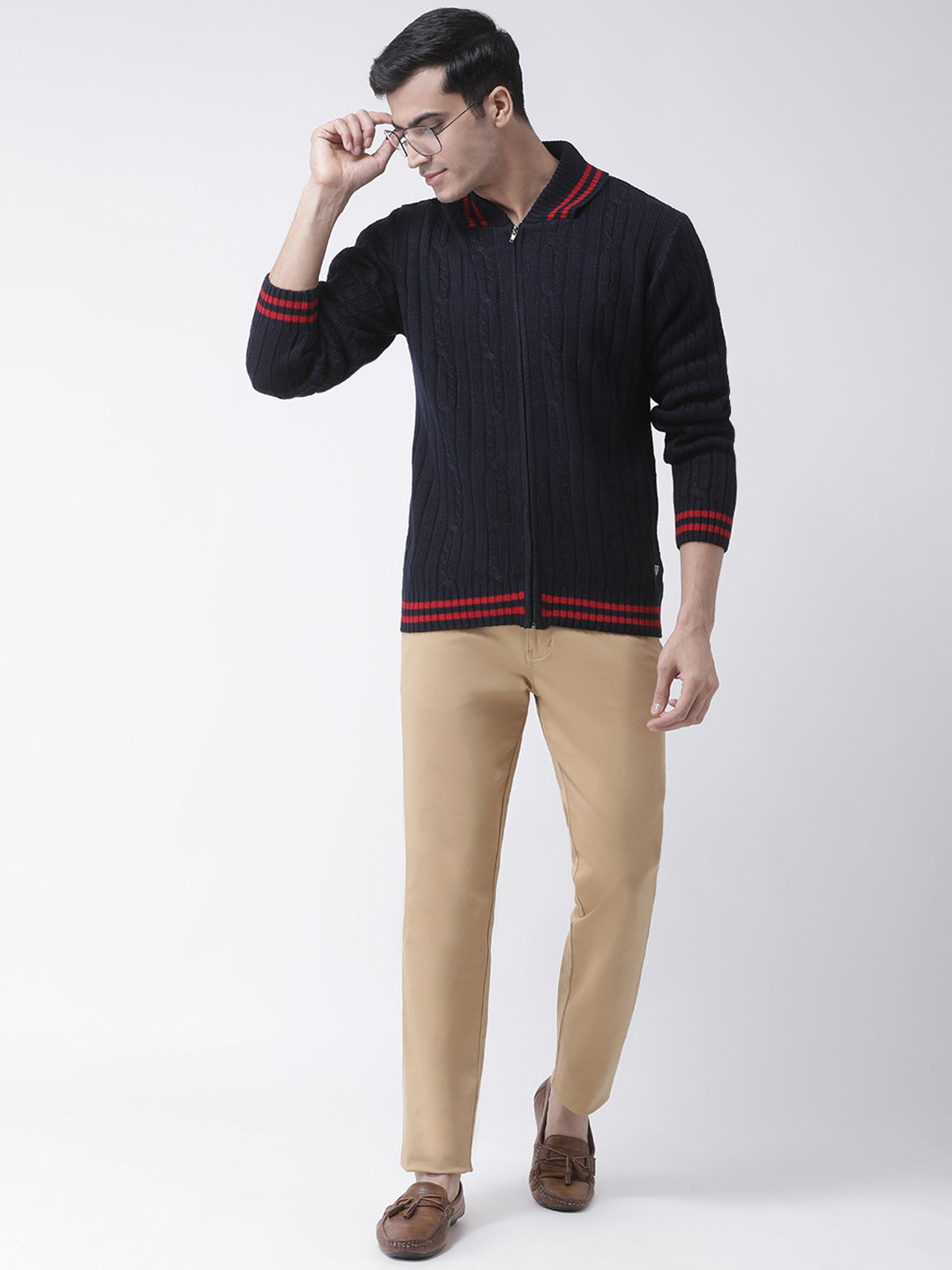 Navy Blue Front Zipper