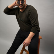Olive Round Neck Plus active Sweater
