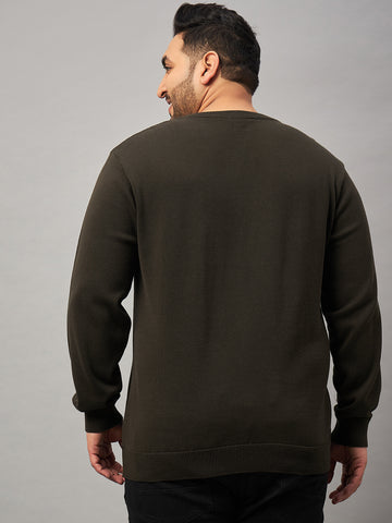 Olive Round Neck Plus active Sweater
