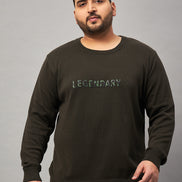 Olive Round Neck Plus active Sweater