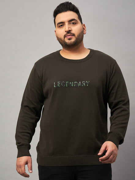Olive Round Neck Plus active Sweater