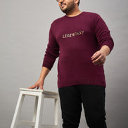 Burgundy Round Neck Plus active Sweater