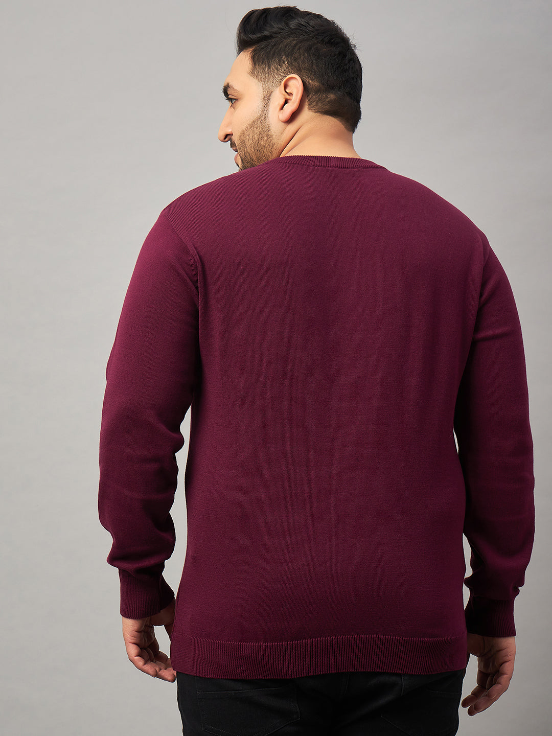 Burgundy Round Neck Plus active Sweater