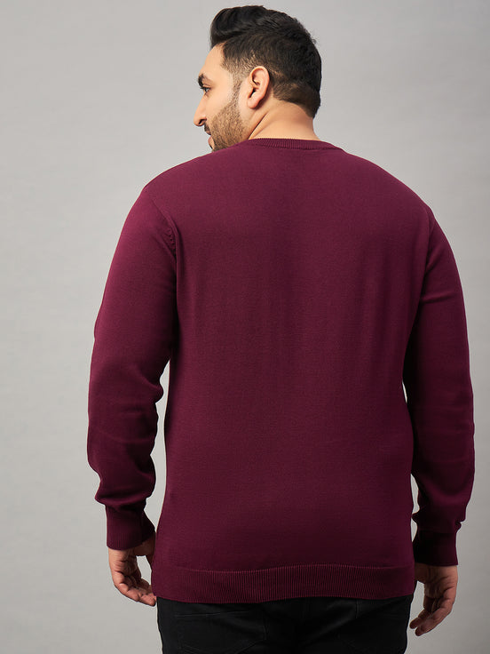 Burgundy Round Neck Plus active Sweater