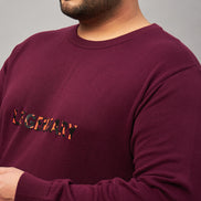 Burgundy Round Neck Plus active Sweater