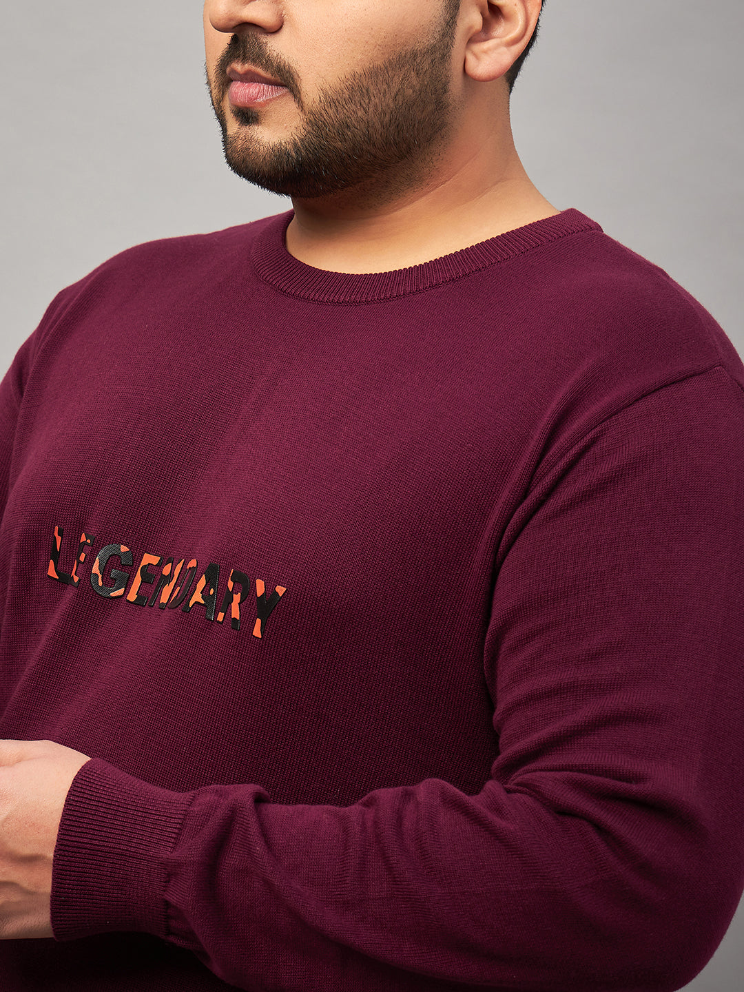Burgundy Round Neck Plus active Sweater