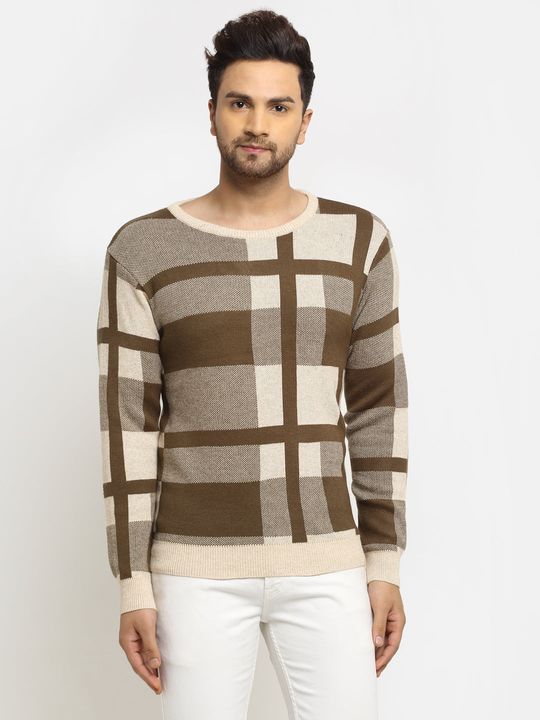 Beige check Pullover
