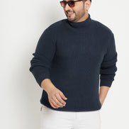 Grey High Neck Plus Size Sweater