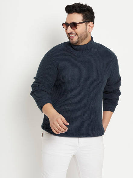 Grey High Neck Plus Size Sweater