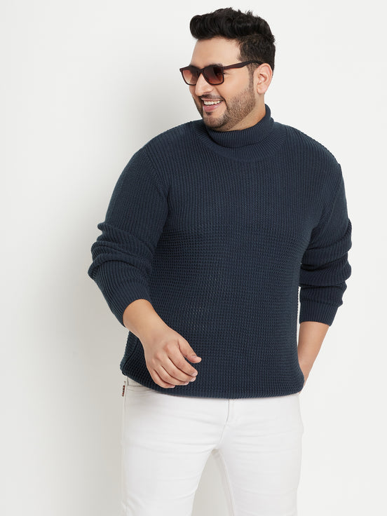 Grey High Neck Plus Size Sweater