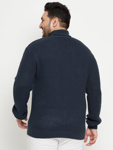 Grey High Neck Plus Size Sweater